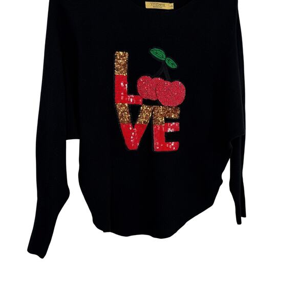 Vinizbena ITALY Super Soft Large/XL Love Cherries Knit Sweater Shirt Top Artsy - Picture 4 of 6
